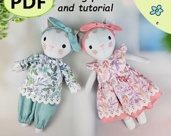 Cat Plush Sewing Pattern PDF, Stuffed Animal Tutorial, Beginner Friendly (Digital Download)