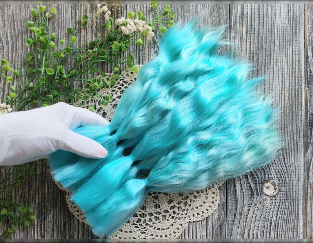 Mohair Doll Hair. Aquamarine. Organic Hair. Angora Hair Mohair Strands