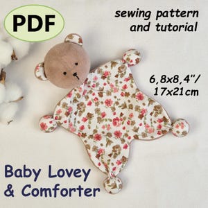 Baby Lovey Sewing Pattern PDF | Bear Lovey Blanket Tutorial | Baby Comforter Toy Pattern