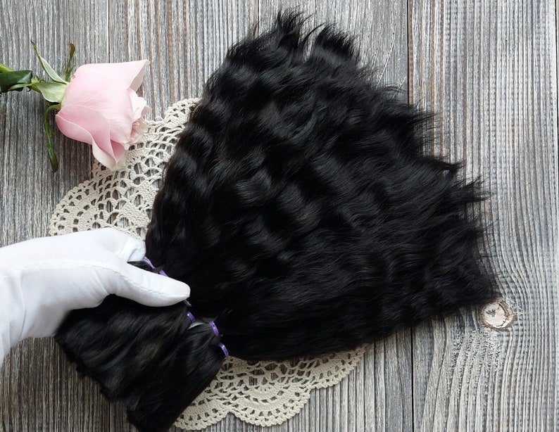 Premium mohair doll hair in natural color for handmade dolls