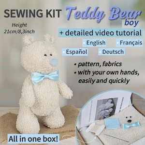 Kit da cucito Crafty Teddy Bear: crea il tuo tenero amico da 8,3 pollici/21 cm con questo modello facile da usare