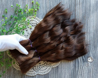 Pelo de muñeca. Chocolate ligero. Pelo de muñeca de mohair. Cabello orgánico. Muñeca Reborn muñeca de pelo Paola muñeca de pelo Mohair peluca mohair natural pelo Waldorf