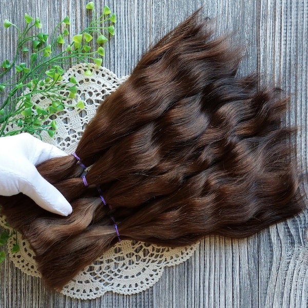 Puppenhaar. Helle Schokolade. Puppenhaar aus Mohair. Organisches Haar. Puppe Reborn Haarpuppe Paola Haarpuppe Mohair Perücke Natur-Mohair Waldorfhaare