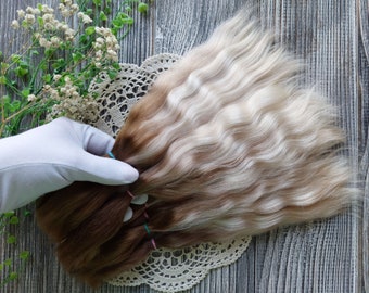 Organic hair (Ombre Brown). Mohair doll hair Mohair strands Mohair lock Мohair curls Reborn hair Paola hair Mohair wig