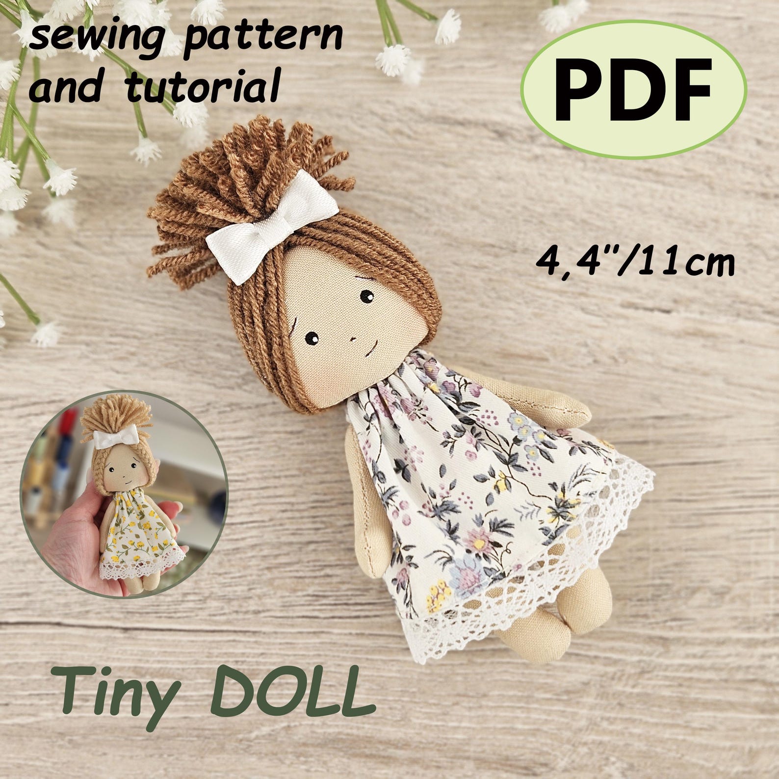 Basic Simple Doll Pattern Tiny Cloth Doll Sewing Pattern PDF | 11cm Soft Doll + Tutorial - Etsy