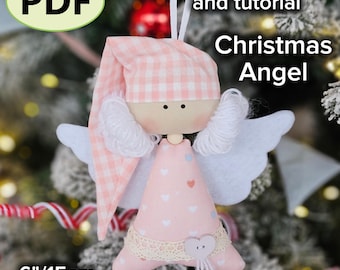 Patrón de costura de ángel navideño en PDF / Adorno suave + Tutorial