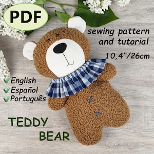 Teddy Bear Sewing Pattern PDF| Plush Bear Pattern | Stuffed Animal Tutorial 26cm