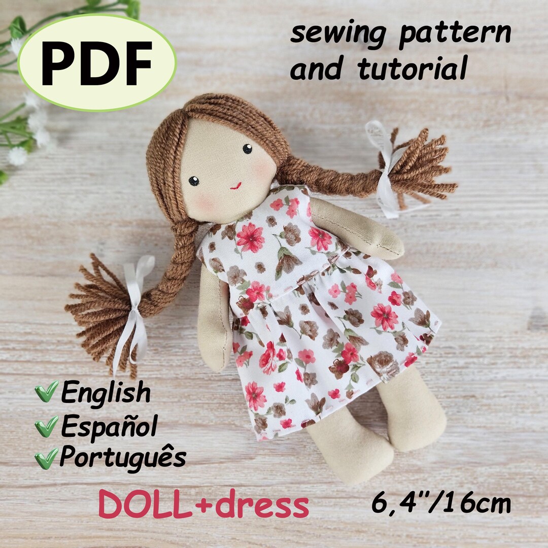 Mini Cloth Doll Sewing Pattern PDF | 16cm Soft Doll + Dress Tutorial - Etsy