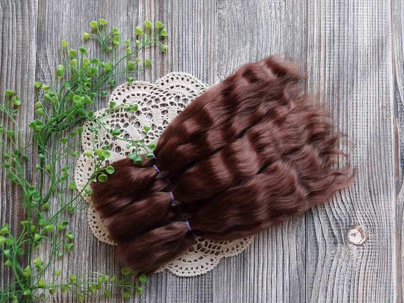 Straight natural mohair doll hair locks
