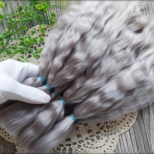 Doll wig making hand dyed mohair hair