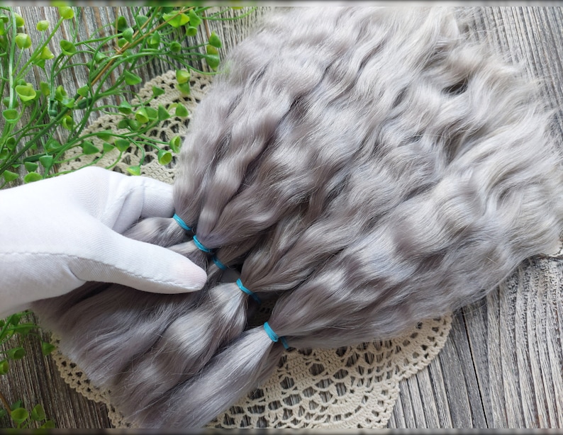 Doll wig making hand dyed mohair hair