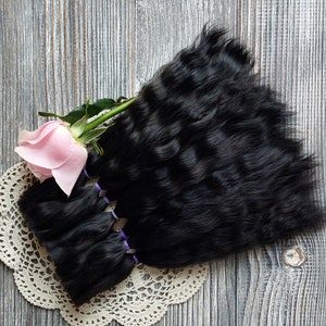 High-quality mohair doll hair in light blonde shade