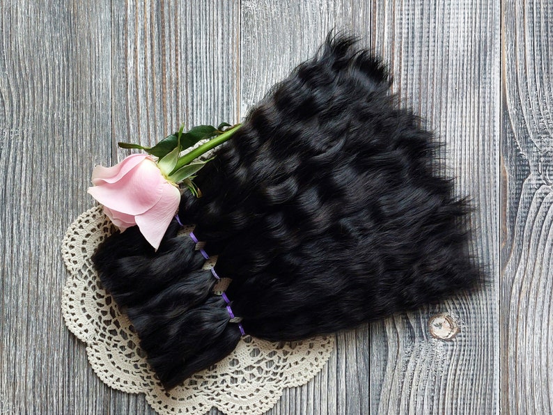 High-quality mohair doll hair in light blonde shade