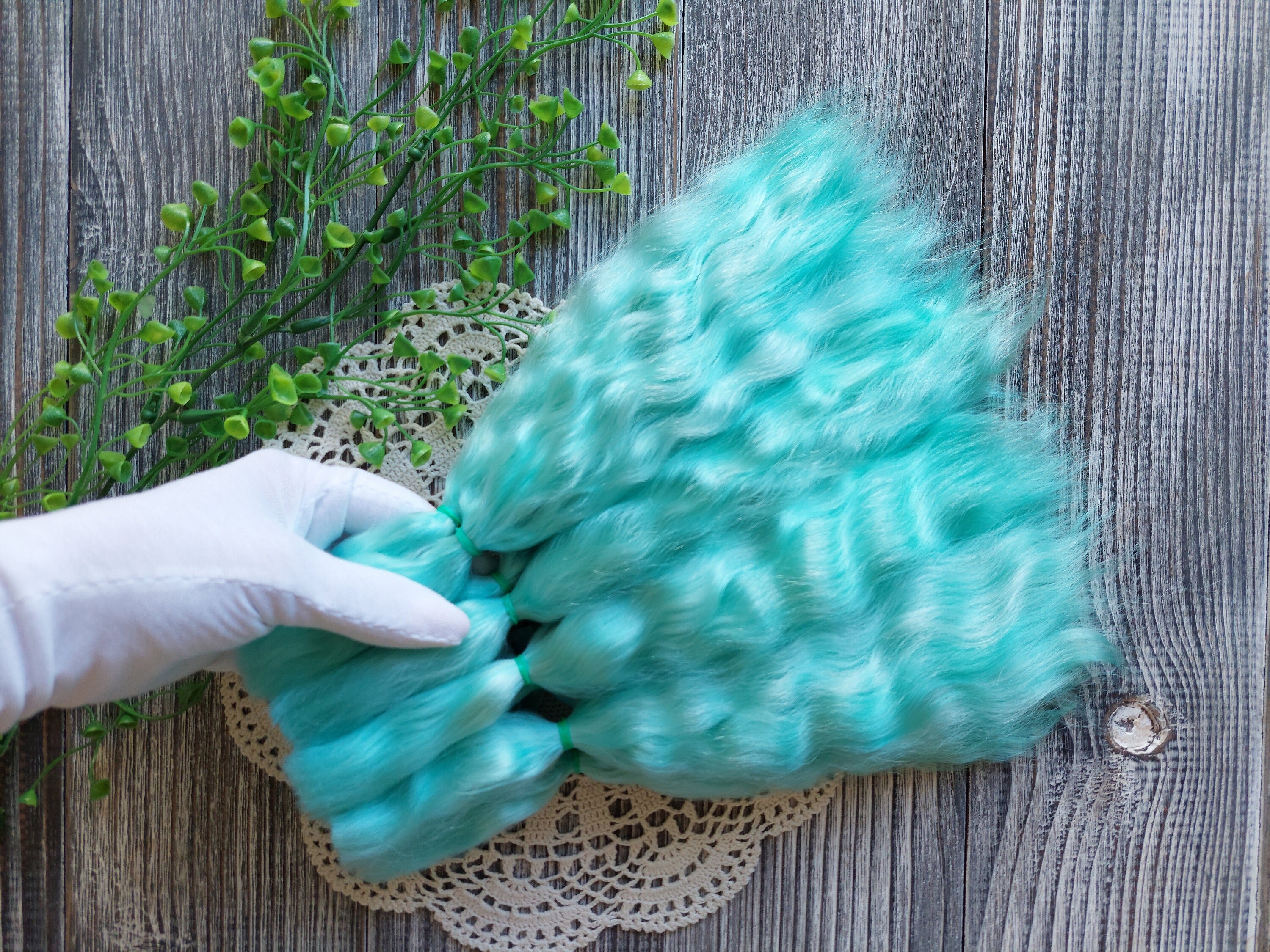 Doll hair. Azure. Mohair doll hair. Organic hair. Doll Reborn hair doll Paola hair doll Mohair wig natural mohair Waldorf hair
