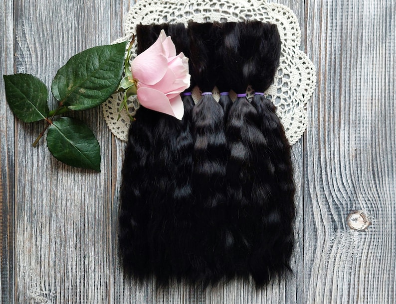 Close up of soft silky mohair fibers for doll wig making