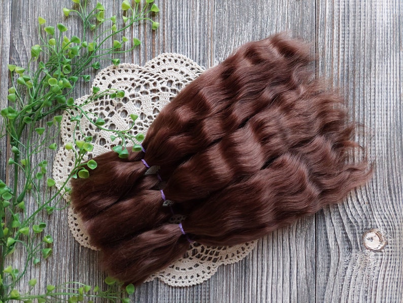 Doll wig making fiber mohair locks closeup