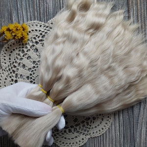 Mohair doll hair (Champagne) Doll hair organic. Angora hair Mohair strands Mohair lock Мohair curls Reborn hair Paola hair Mohair wig