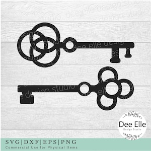 Skeleton Key SVG Files para Cricut, Antique Decorative Key Svg, Steampunk Key Cut File, Png Eps Dxf