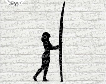 Surfer meisje SVG | Strandleven | Beach Babe clipart, Surfboard, Beach Thema Clipart, Eps, Dxf, 300 ppi Png