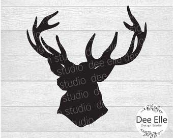 Deer SVG, Deer Head with Antlers Clipart, Buck Svg,Png Dxf Eps