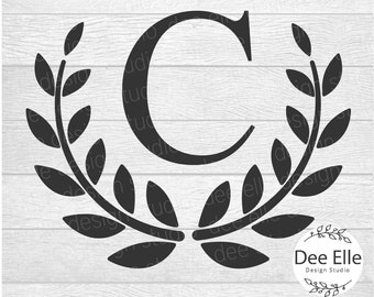 Wreath Monogram Svg, Monogram Wreath Svg, Monogram Frame, Alphabet Monogram, Laurel Wreath Monogram,  Monogram Png , Monogram Cut Files