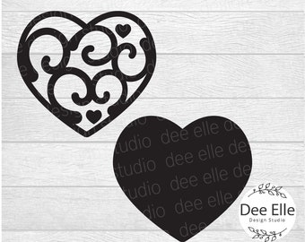 Heart Flourish SVG: file di taglio per San Valentino (download digitale)