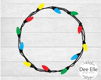 Christmas lights SVG, Christmas light string, Christmas Lights Clipart, Christmas Lights Wreath, Christmas cut file for cricut, Png Eps Dxf