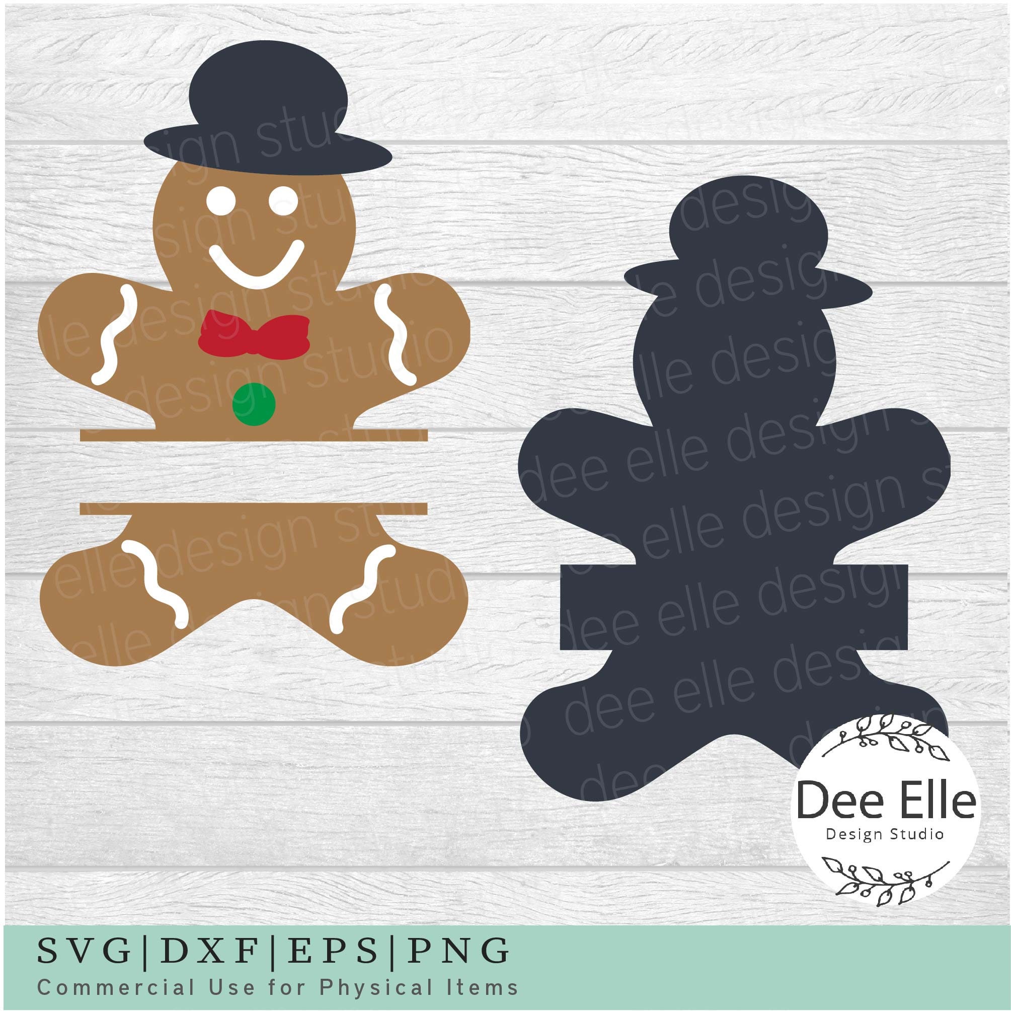Gingerbread Man Monogram SVG: Christmas Split Name Frame (digital File ...