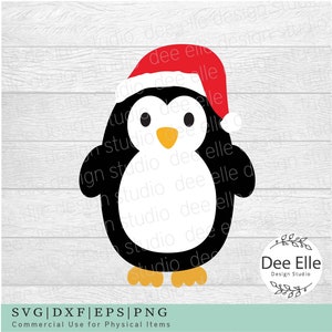 Pinguino SVG, Pinguino di Natale Svg, Pinguino Clipart, Clipart di Natale, Animale invernale Png, Eps, Dxf