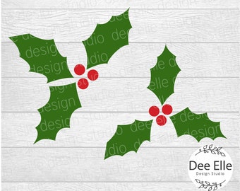 Christmas Holly SVG, Holly and Berries svg, Christmas Svg, Clipart Cut Files