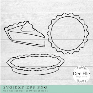 Pacote SVG de Torta de Abóbora, Ação de Graças, Natal, Deserto, Desenho de Linha de Torta, Clipart de Torta, Arquivo de Corte de Torta e Chantilly Png Eps Dxf