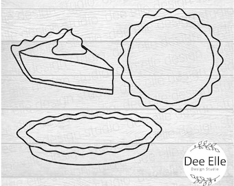 Pumpkin Pie SVG Bundle, Thanksgiving, Christmas, Desert, Pie Line Drawing, Pie Clipart, Pie and Whipped Cream Cut File Png Eps Dxf