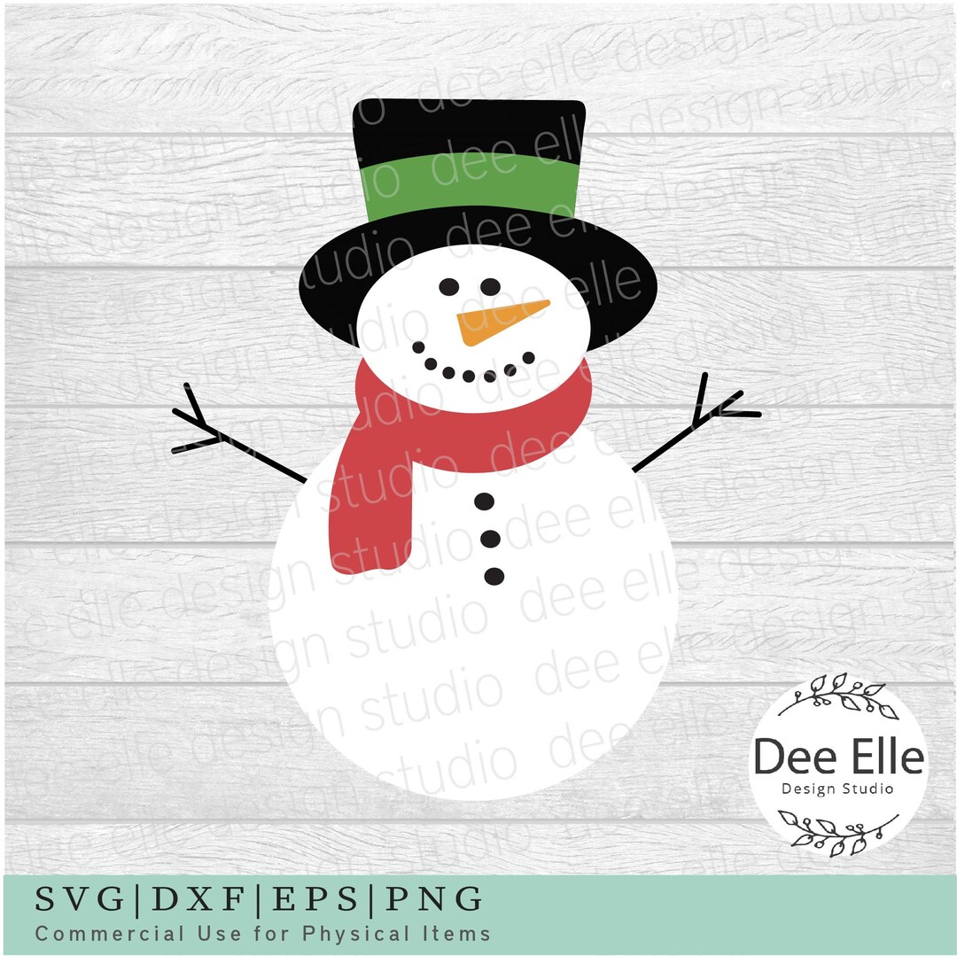 Snowman SVG, Snowman With Top Hat and Scarf Clipart, Christmas SVG