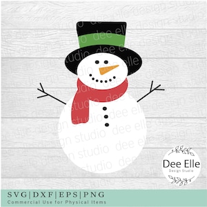 Sneeuwpop SVG, Sneeuwpop met hoge hoed en sjaal clipart, Kerst SVG, Gelaagde Svg