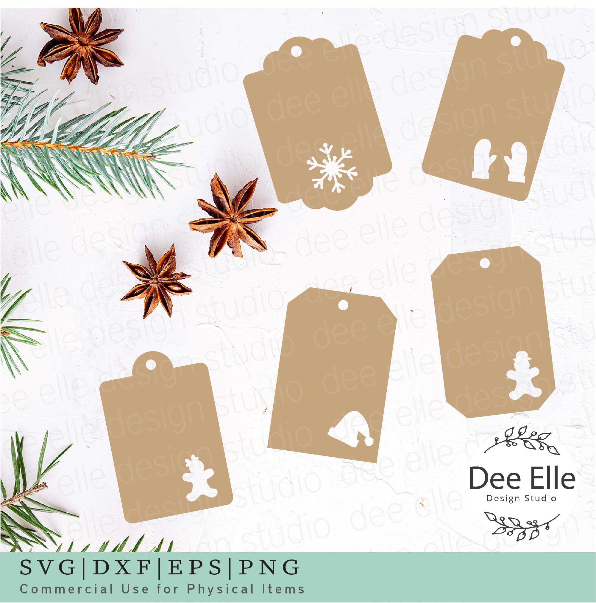 Christmas tags gift labels decorations shapes svg (2362684)
