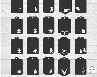 Christmas Gift Tags SVG Bundle, Holiday Labels, Gift Tag Svg, Holiday Gift Tag Cricut Silhouette, Present Tags, Stocking Tags, Eps, Dxf, Png