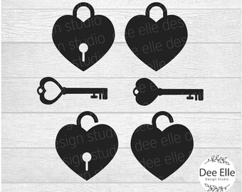 Heart Lock and Key Svg, Vintage Key Lock Svg, Key to My Heart, Heart padlock Svg, Valentine Svg, Love Svg, Valentines Day Svg, Valentine PNG
