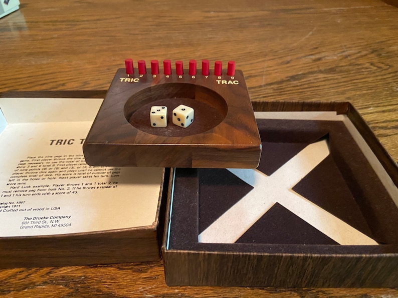 Vintage 1971 Tric Trac Dice Game in the Original Box.
