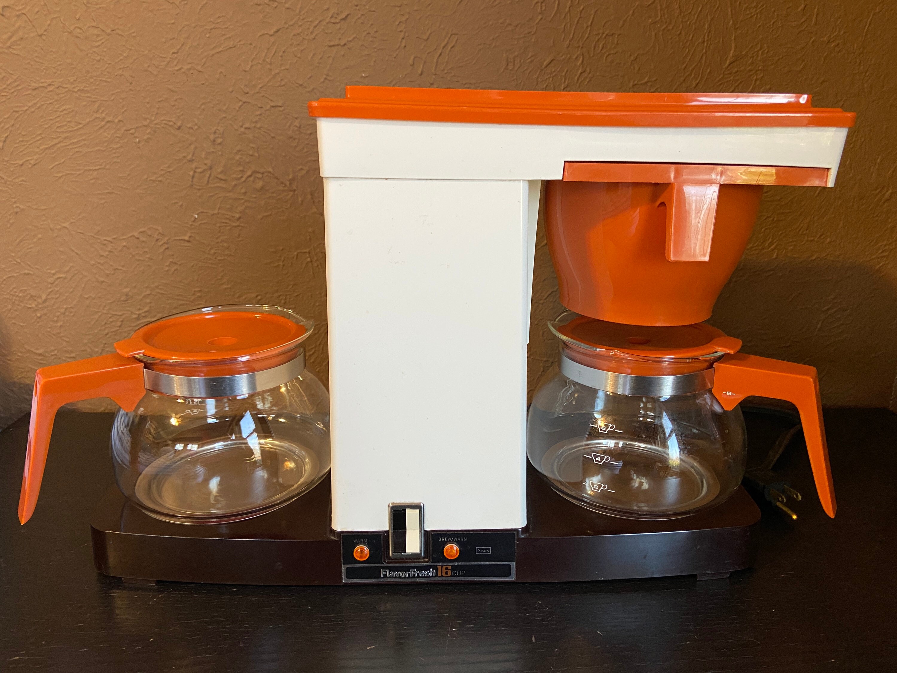 Vintage 1970s Sears Flavor Fresh DOUBLE Coffee Pot Keep 16 Cups of Freshly  Brewed Coffee at the Ready in This Orange and Brown Beauty 