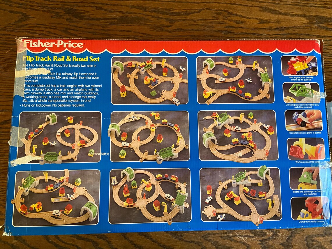 Vintage 1991 Fisher Price Flip Track Rail and Road Set 2 in 1 Etsy