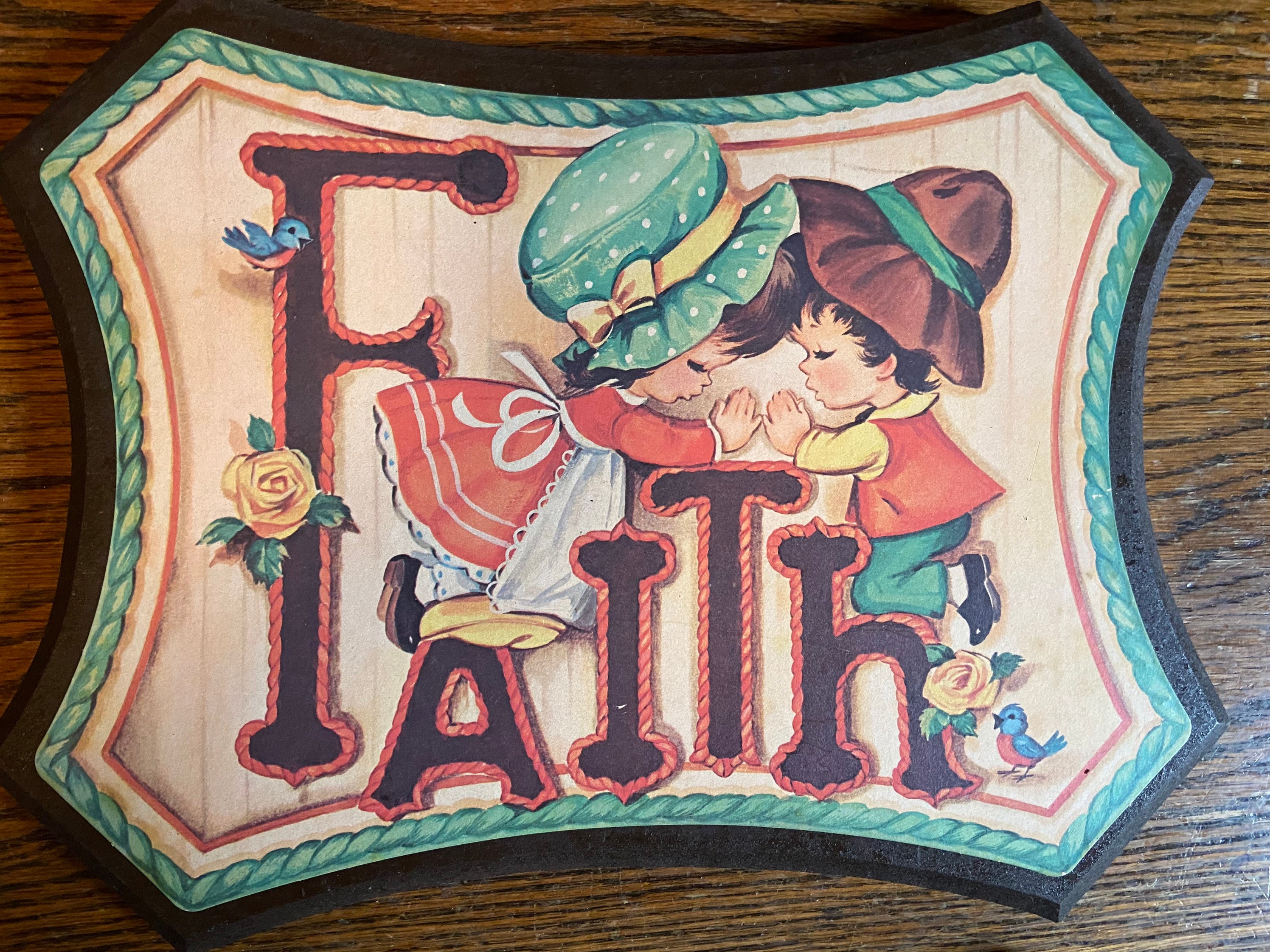 Set of Two 2 Vintage 1970s Decoupaged Wood Plaques Little Etsy