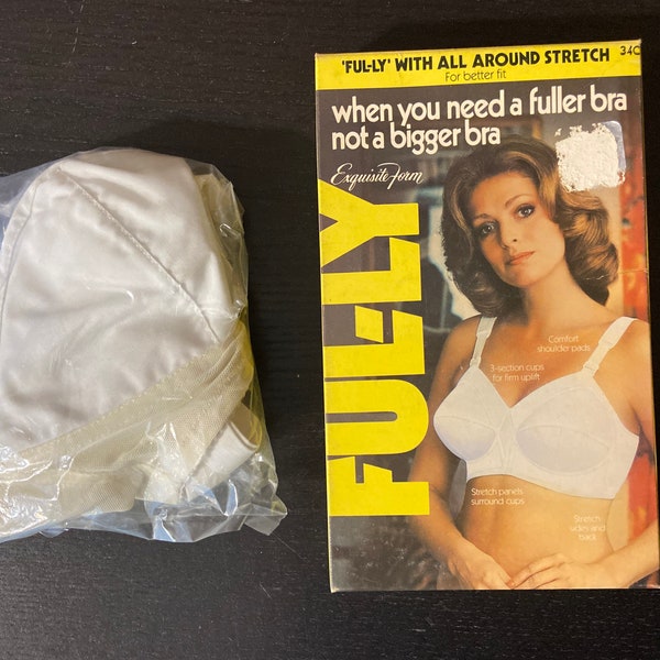 Vintage 1970s Exquisite Form / "Ful-ly"  with All Around Stretch Bra / P537 -- New Old Stock in the Box -- White Pointy Bra in Size 34C