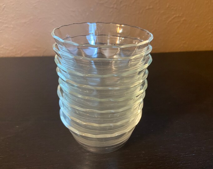Set of 8 Vintage 1960s Pyrex Ramekins 463 / 175 Ml Scalloped Rims / Marked no Stovetop or