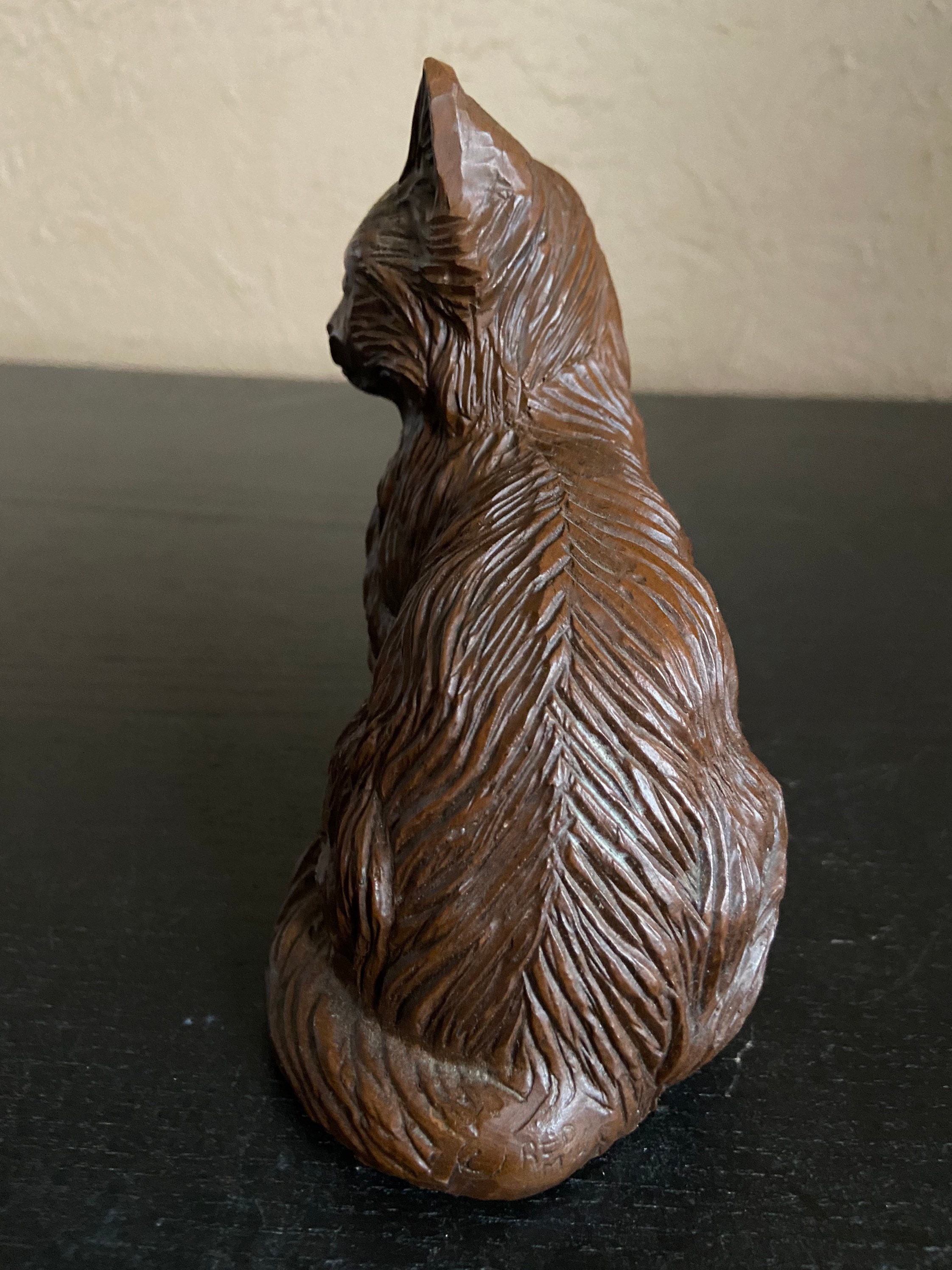 Vintage Red Mill Crushed Pecan Shell Cat Figurine. Etsy