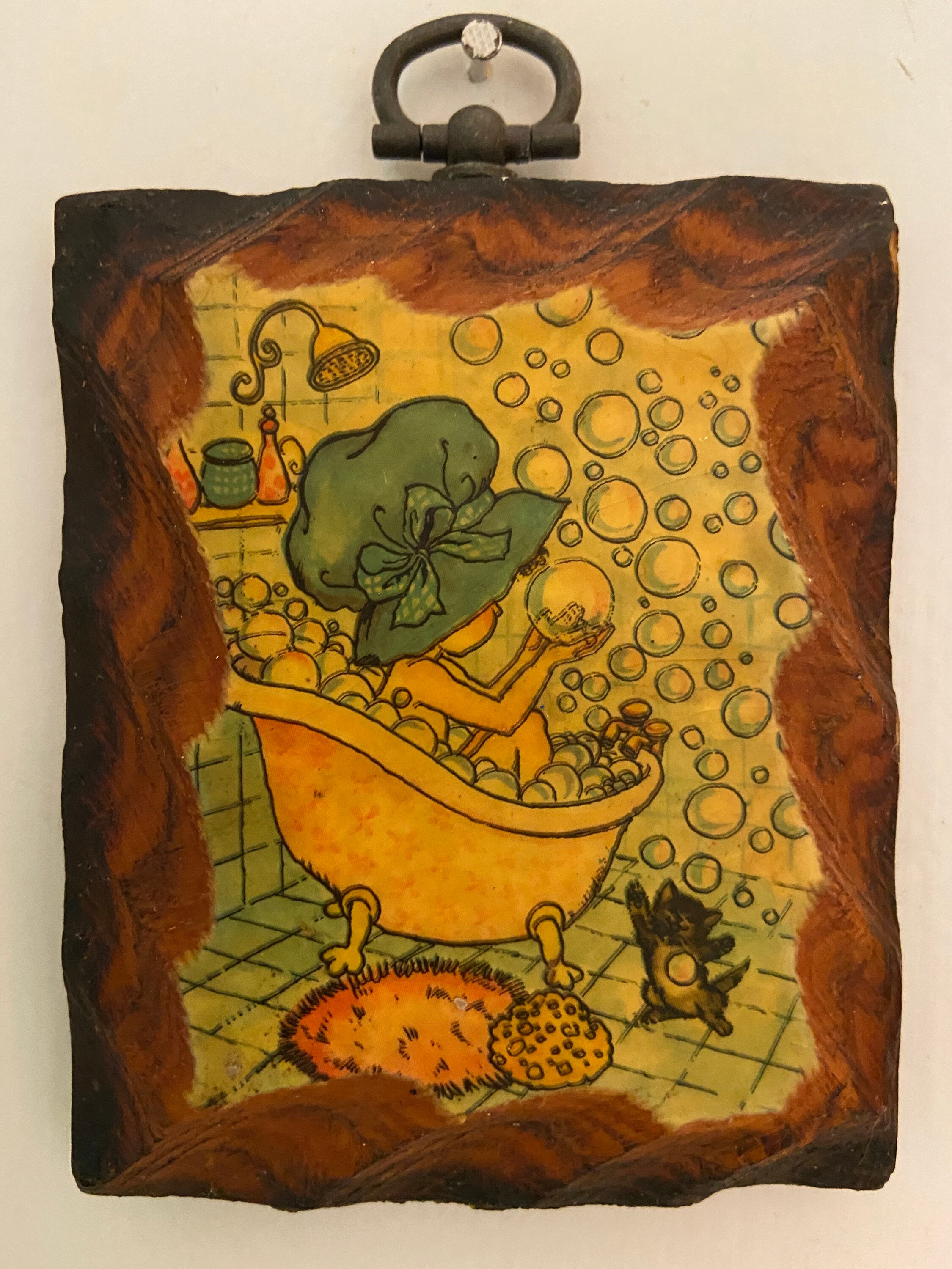 Vintage 1970s Wood Decoupage Plaque Featuring All Kinds of Etsy