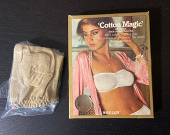 Vintage 1980s Exquisita forma Magic Lady / Cotton Magic Tube Bra / P261 -- Nuevo stock antiguo en la caja. Throwback Strapless en talla 32.