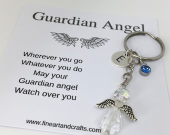 12 Pieces Akamino Angel Keychain with Birthstone Memorial Keyring Keyfob for Men and Women Kids Gift