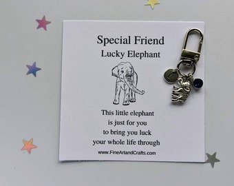 Elephant keychain, elephant keyring, personalised gift, special friend gift , birthday gift idea for a friend, lucky elephant charm