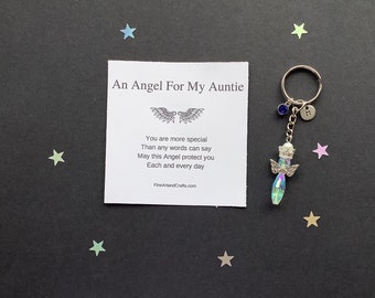Aunt gift, guardian angel gift, protection angel, bag charm, auntie gift idea, angel for an auntie, Austrian crystal gift, special auntie