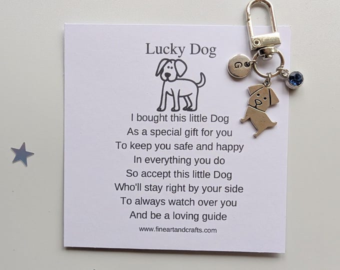 Lucky dog, dog keychain, travel gift, personalised bag charm, birthday gift idea for a friend, good luck charm, dog lover,